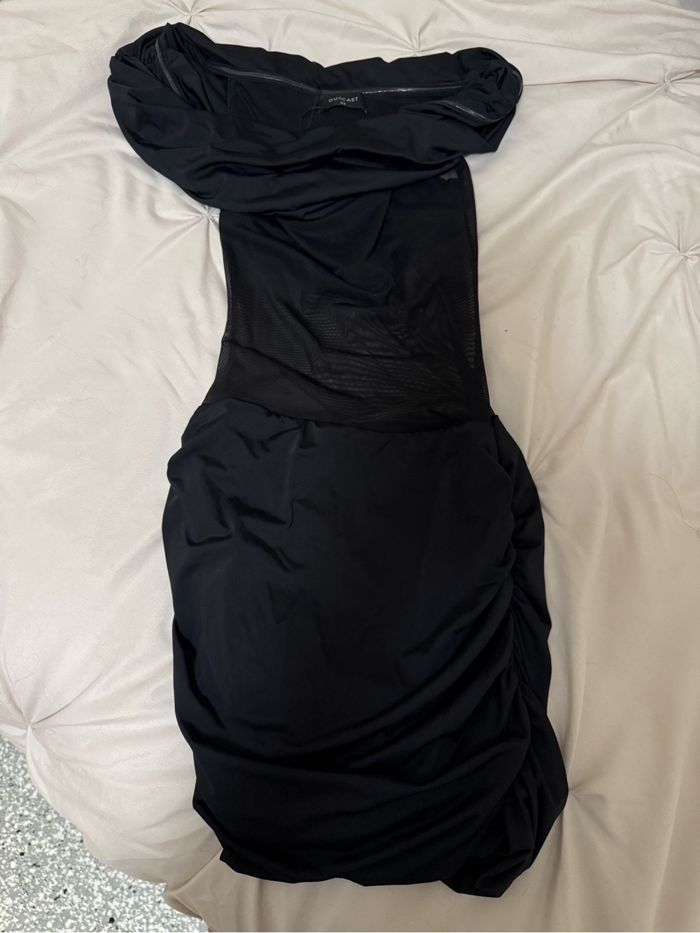 Outcast Strapless Black Mesh Mini Dress
